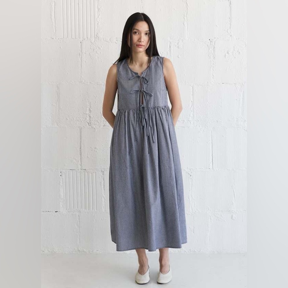 MOD REF DAISY TIE MIDI DRESS - STRIPE size M